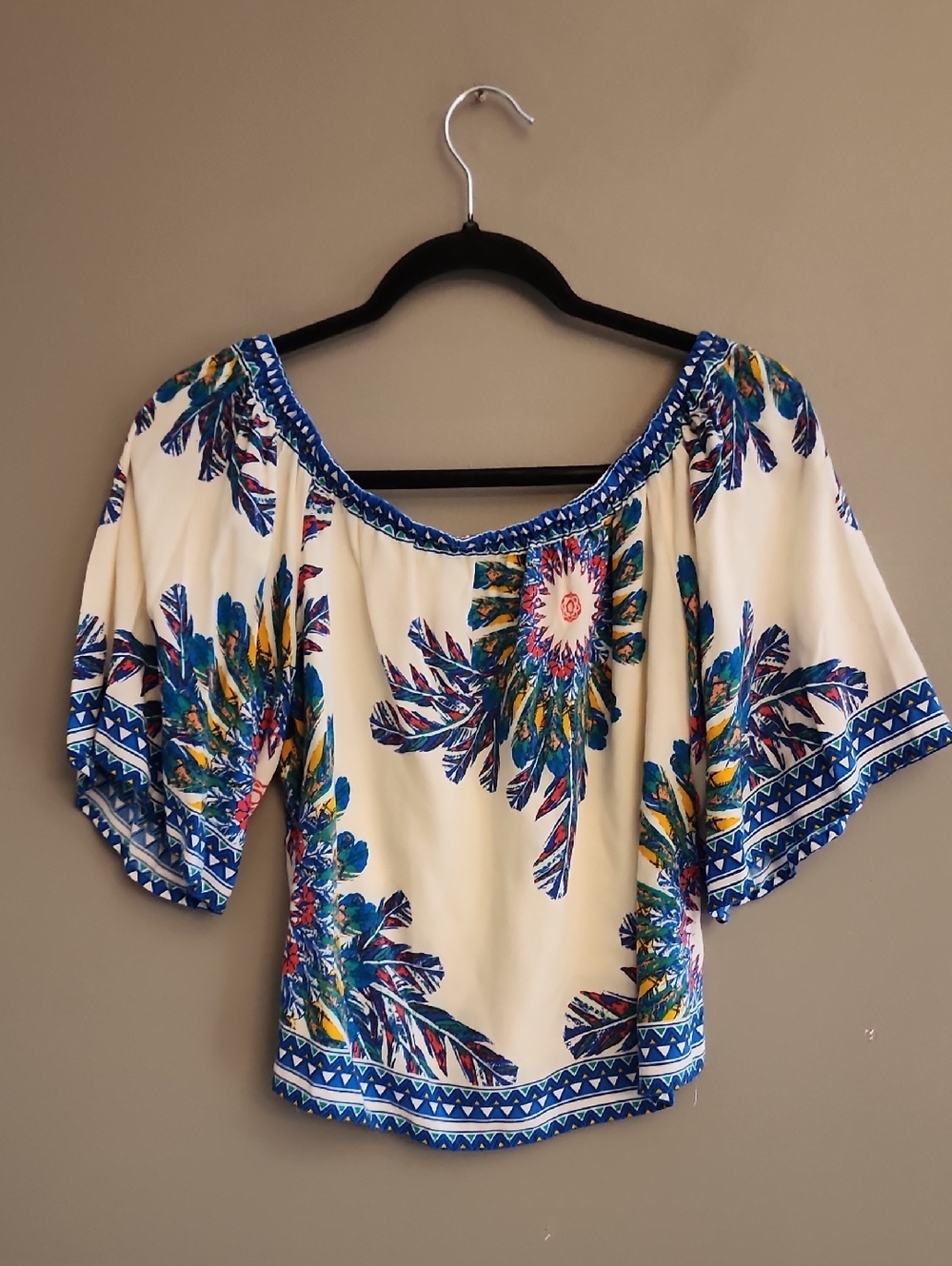 NWOT Anthropologie Flying Tomato Cream Off/On -Shoulder Floral Top - Picture 1 of 14